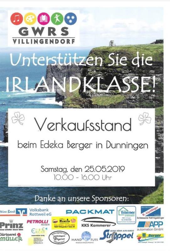 2019 05 20 Verkaufsplakat Irlandklasse Plakat Verkaufsstand Dunningen