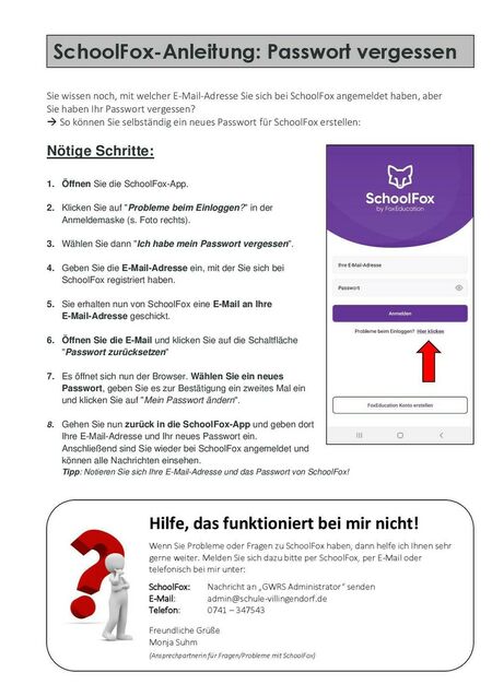 2021 09 02 Schoolfox Anleitung Passwort vergessen