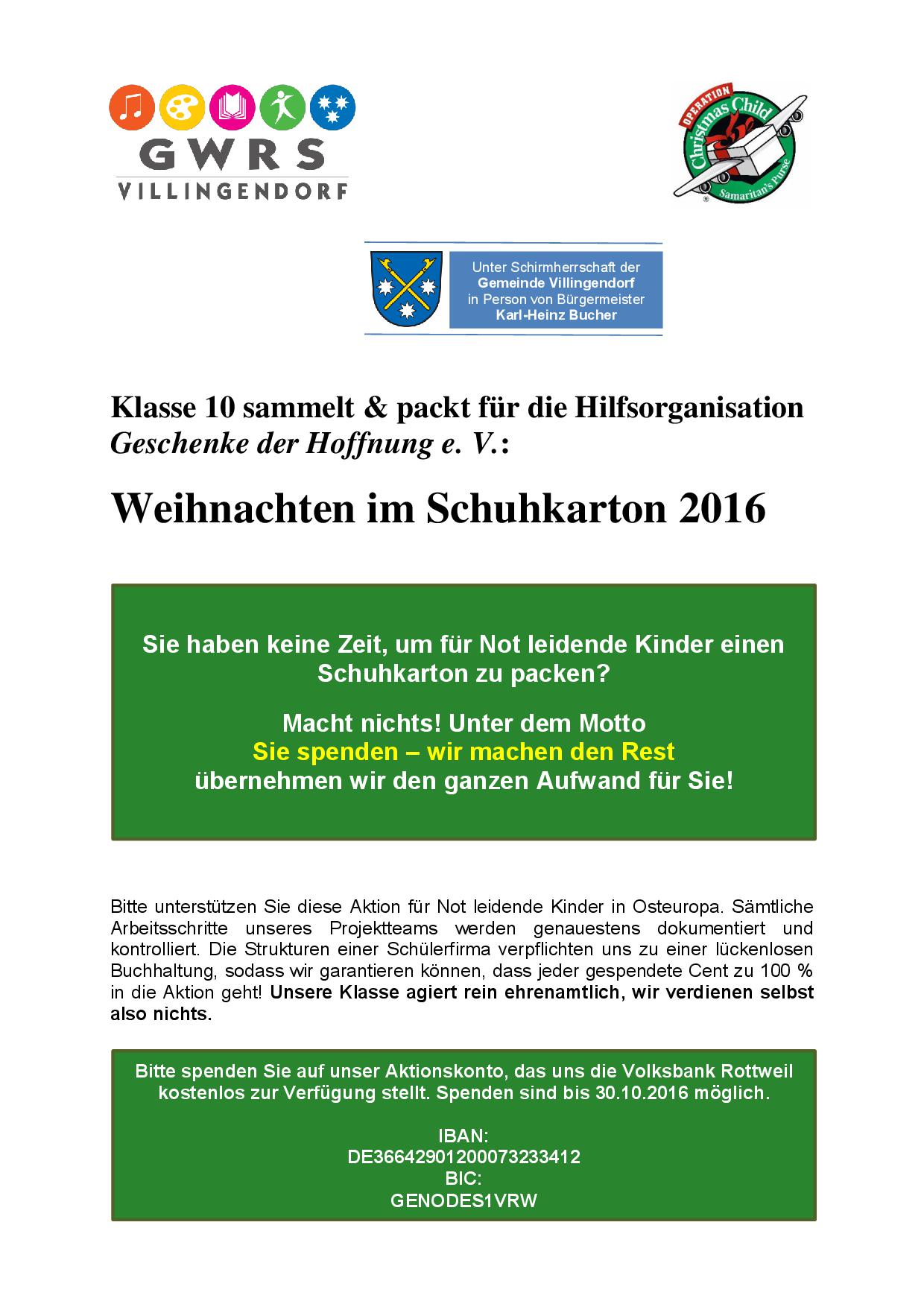 Gwrs Villingendorf Weihnachten Im Schuhkarton Wir Packen Sie Spenden